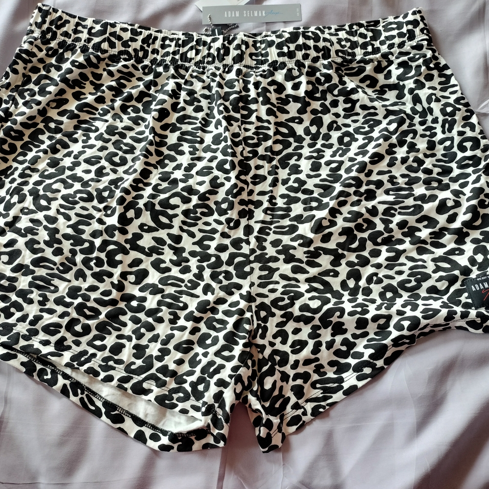 Zara Black and White Leopard Print High Waist Shorts